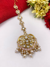 Gold Plated Jadau Kundan And Pearl Maang Tikka For Ladies By Gehna Shop Maang Tikka